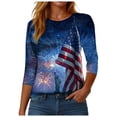 thumbnail image 6 of GEWSEY 3/4 Length Sleeve Womens Tops Casual Loose Fit Crewneck T Shirts Cute Solid Three Quarter Length Tunic Tops (Navy, XXL), 6 of 8