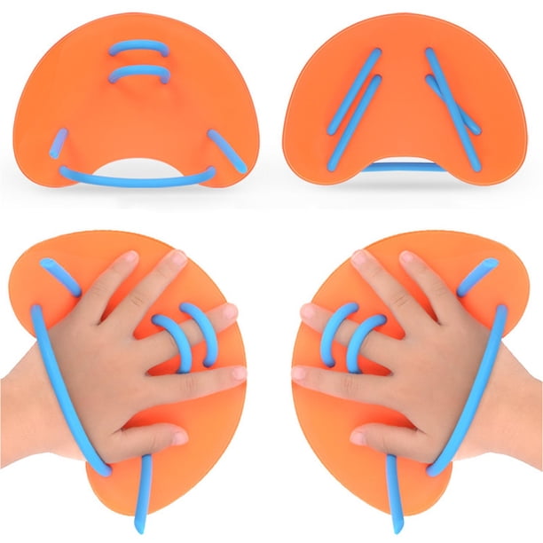 Swim Hand Paddles Cola Equipo de ejercicio de natación ajustable Naranja