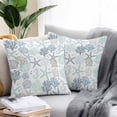 thumbnail image 2 of Blue Green Coastal Throw Pillow Covers 20x20 Inch Set of 2, Summer Beach Coral Shell Ocean Waterproof Outdoor Pillow Covers, Decorative Cushion Pillowcases for Couch, Sofa, Bed, Garden, Patio, 2 of 9