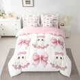 thumbnail image 2 of Feelyou Halloween Cute Ghost Bedding Comforter Set 7pcs, Light Pink Queen Bedding Sets, Princess Style Queen Sheet Sets, Super Cozy Bedroom Decor, 2 of 7