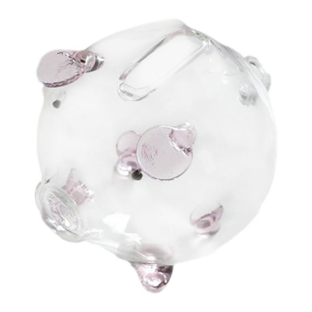 Alcancía de cristal transparente con forma de cerdo, caja para ahorrar dinero, colección de almacenamiento, alcancía, ahorro Rosa 9x8cm