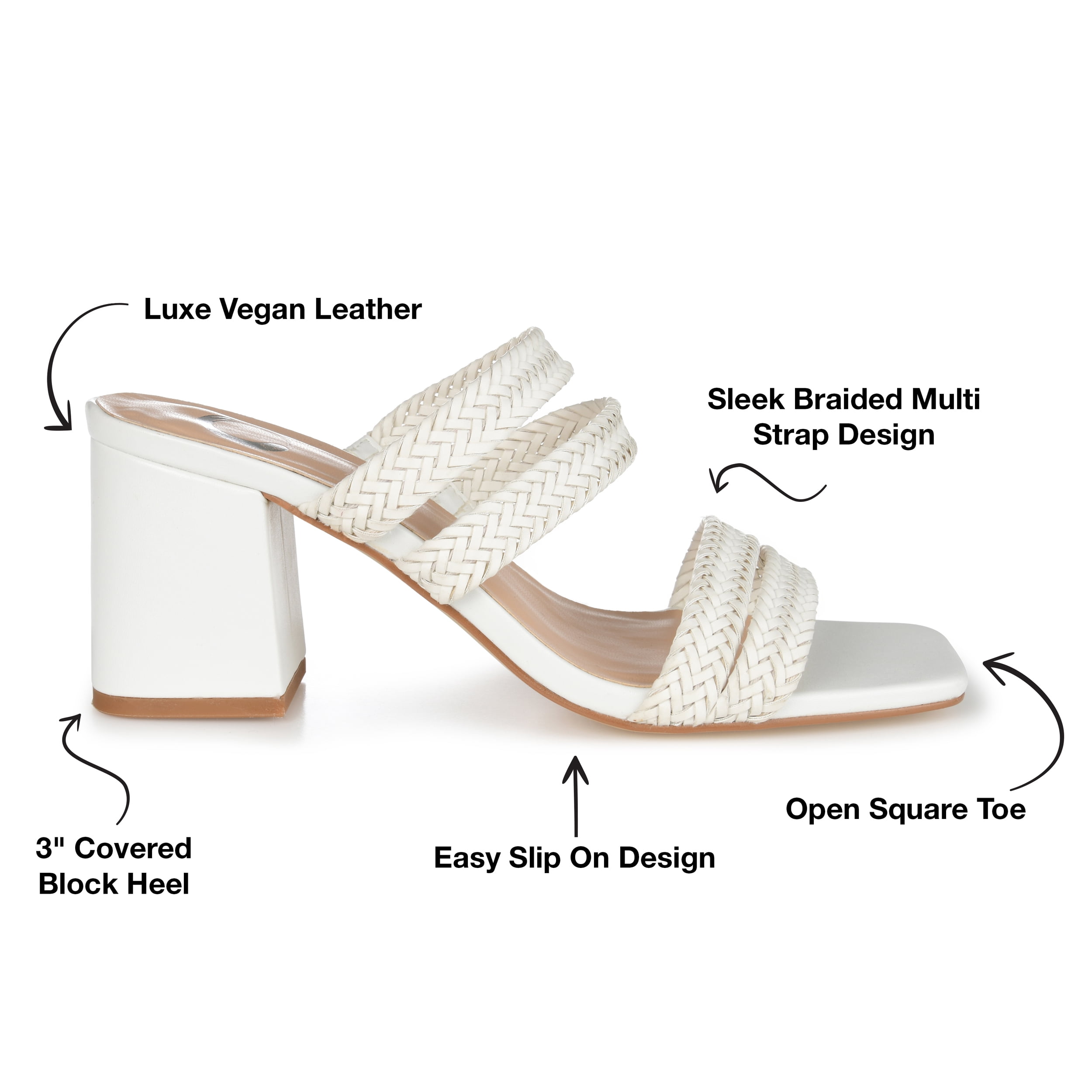 Journee Womens Natia Open Square Toe Block Heel Sandals, Widths Available