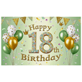 thumbnail image 2 of Green Backdrop Happy 18th Birthday Banner with Glittery Crowns Balloons and Confetti Party Decoration Supplies Photography Props Birthday Party Decor Background, 2 of 7