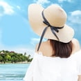 thumbnail image 2 of Women's Beach Hat Portable Packable Roll Up Wide Brim Sun Visor UV Protection Floppy Crushable Straw Beach Hat Bonnet Beach Cap Sun Hat for Women Ladies, Black, Khaki, Navy, 2 of 6