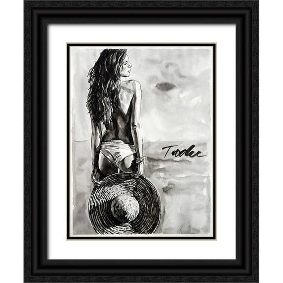 Tashe 25x32 Black Ornate Wood Framed with Double Matting Museum Art Print Titled - Happy Summer