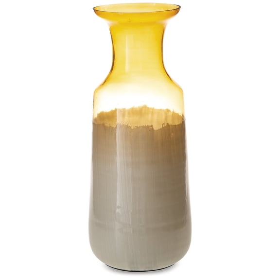 Signature Design by Ashley Wynburg 16.75" Glass Vase, White/Amber Ombre Finish