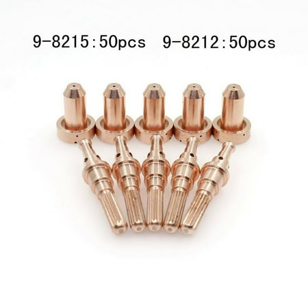 

Mosiee 100pcs 9-8215 9-8212 Plasma Cutting Torch SL60 SL100 Electrode Tips Nozzles