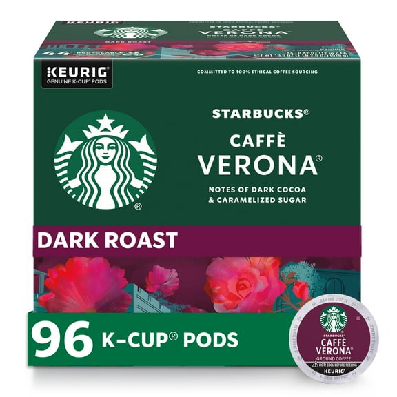 Starbucks K-Cup Coffee Pods, Dark Roast GJM1 Coffee, Caffè Verona for Keurig Brewers, 100% Arabica, 4 boxes (96 pods total)