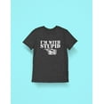 thumbnail image 5 of Old Glory Mens I'm With Stupid Right Funny Short Sleeve Graphic T Shirt, 5 of 6