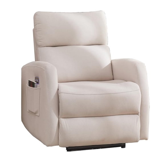 Pemberly Row Recliner Velvet Chair Electrically Adjustable Single Sofa-Beige
