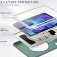thumbnail image 5 of Dteck Case for iPad Air 11 Inch 2024 / iPad Air 5th 4th Gen 10.9" / iPad Pro 11 (2022/2020/2018) with Pencil Holder,Heavy Duty Silicone Hybrid Rugged Case with Rotating Stand Hand Strap,Deep Green, 5 of 7