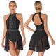 thumbnail image 3 of Vestido de baile lírico de Ballet para mujer, vestido de patinaje artístico moderno y contemporáneo, ropa de baile transparente con diamantes de imitación brillantes y espalda descubierta, 3 of 5