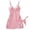 Pink, variant on JSGEK Women Contrast Lace Trim Chemise Dress and Thong Set Adjustable Spaghetti Straps Nightwear Lingerie Set Purple S