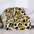 thumbnail image 3 of Honeii Cute Cow Print Sunflower C print throw blanket, crafted from cozy cotton flannel, offers versatile home decor as a bedding suitable for all seasons.-80"x60", 3 of 6