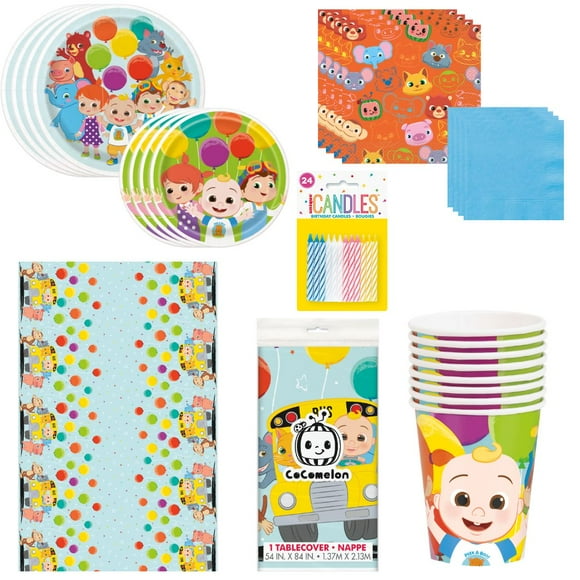 CocoMelon Birthday Party Supplies Bundle - 62-Piece Dessert & Dinner Plates, Cups, Napkins,  & Tablecloth - Official Licensed Products for Unbeatable Value & Easy Party Planning!