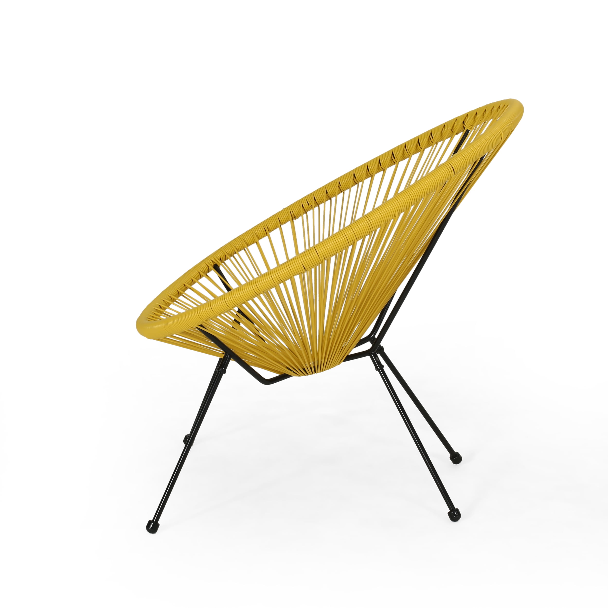 Mintazer Acapulco Chair Set of 2, Outdoor Seating Patio Chairs with Metal Frame, Modern Wicker Bistro Chairs for Balcony Garden Backyard Porch Deck, Yellow