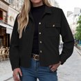 thumbnail image 2 of YDFCWXW Womens Fashion Cropped Corduroy Shackets Button Down Jackets Tops Fall Trendy Long Sleeve Shirts Black, S, 2 of 5