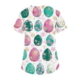 thumbnail image 5 of Easter Scrubs for Women Bunny Egg Print V Neck Plus Size Workwear Short Sleeve Cute Scrub Tops with Pocket Beige 2XL, 5 of 5