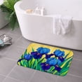 thumbnail image 3 of FJPT Non Slip Flannel Polyester Floor Mat With Blue Iris Flower Design For Bathroom Kitchen Bedroom Decor 16x24 inch, 3 of 5