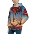 thumbnail image 2 of Pofeuu Sunset Rose Elegance Print Teenage Zipper Hoodie Sweatshirts Hooded Casual Jackets With Pocket For Boys Girls-Small, 2 of 6