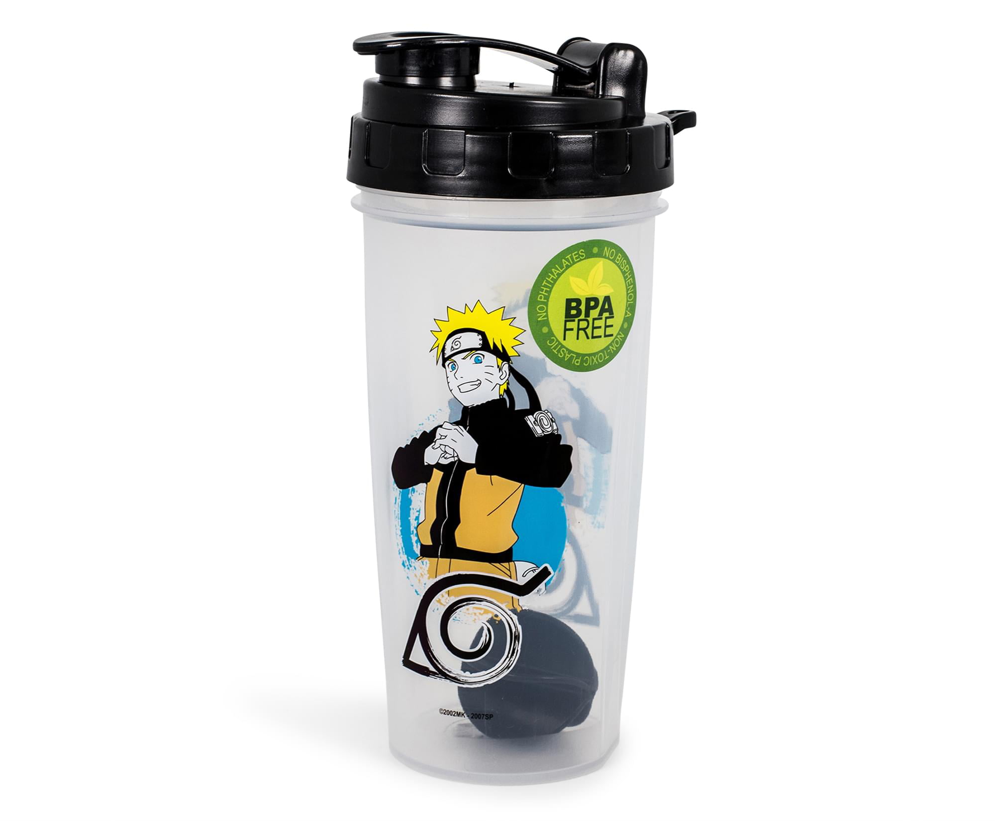 Official Licensed Naruto Shippuden Shaker Bottle THE WILL ON FIRE [CLEAR  20oz] Anime Shaker Bottle, Gymnastic Shaker/Water Bottle for Adults,  (OFFICIALLY LICENSED), By Just Funky 