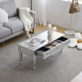 thumbnail image 6 of Ktaxon Mirrored LED Coffee Table with 3 Drawers, Rectangle Mirror Cocktail Table, Gorgeous Modern Tea Table, for Living Room, Silver, 6 of 14