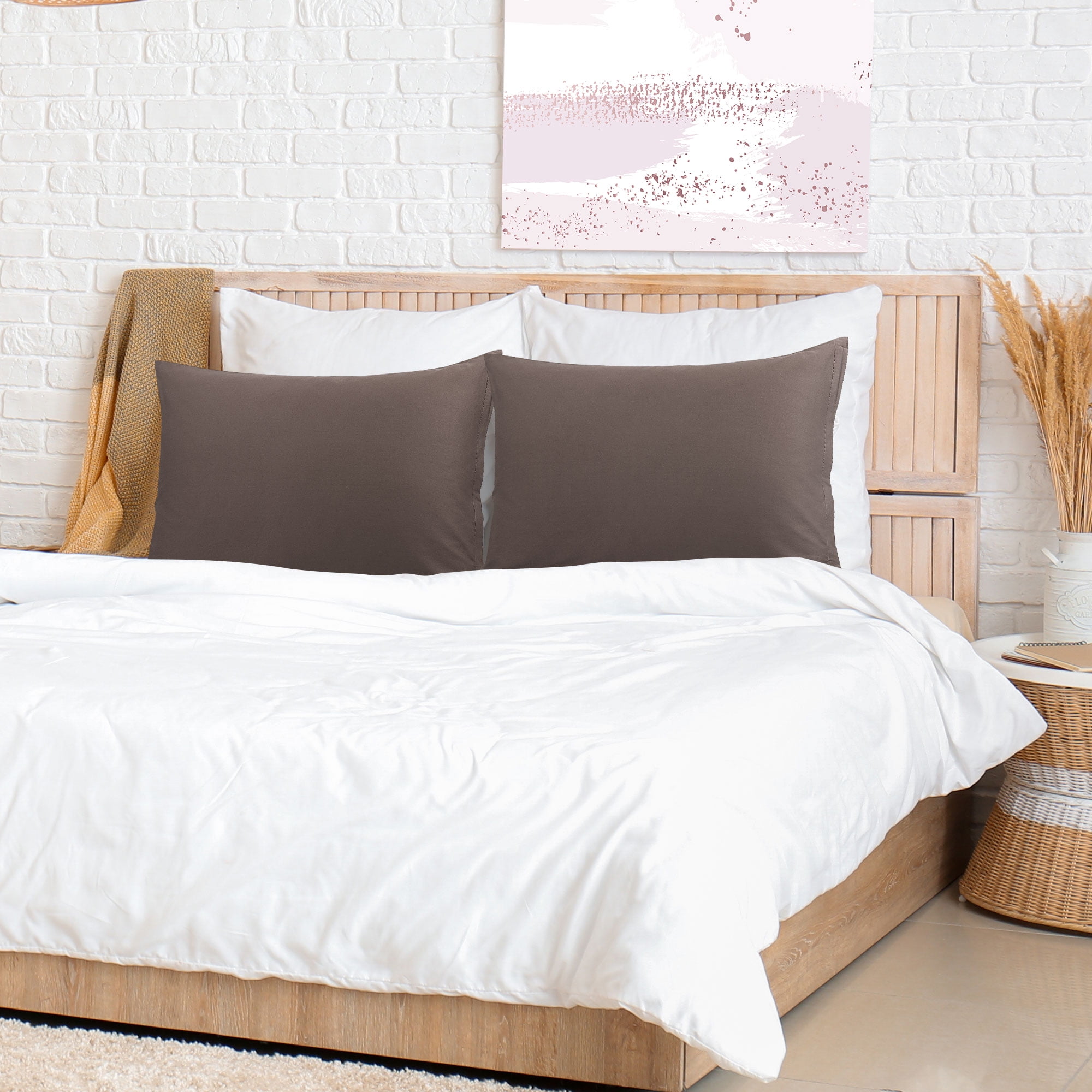 Unique Bargains Breathable Zipper Closure Cotton Pillowcases 2 Pcs Beaver Standard