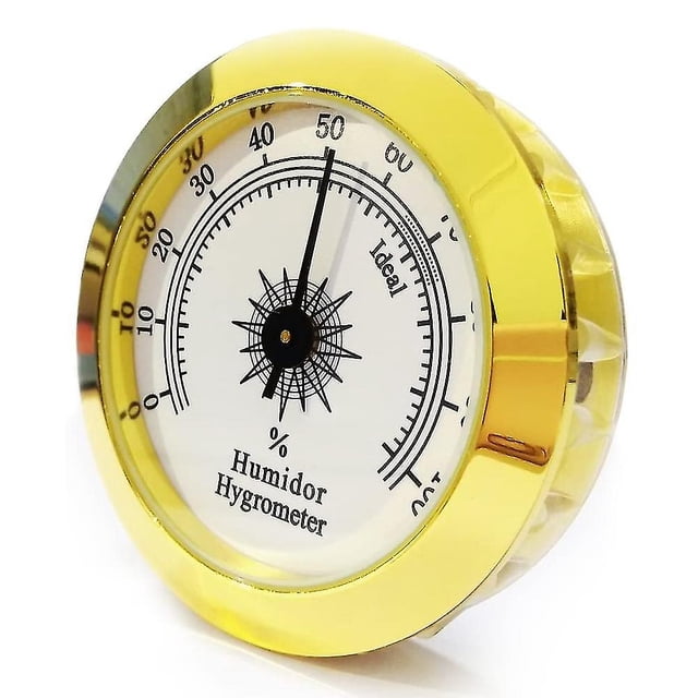 Higrómetro de cigarros analógico, higrómetro de humidificador de cigarros, higrómetro redondo mecánico, medidor de humedad para humidificador, gabinete de cigarros, latas de cigarr