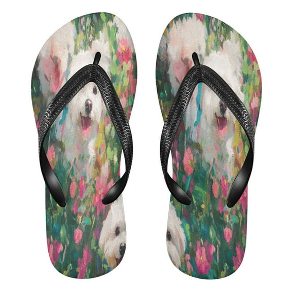 YAZAOOSummer Flip Flops Creatively Flower Power Pup Simple Beach Sandals