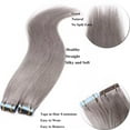 thumbnail image 3 of SEGO 20pcs Human Hair Extensions Tape in Balayage Chocolate Brown Natural Hair Extensions Tape in Real Hair Straight 12-24 inch, 3 of 8