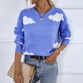 thumbnail image 3 of REDHOTYPE Femmes Col Rond Tricoté Pull à Manches Longues Décontracté Nuage Tops, 3 of 6