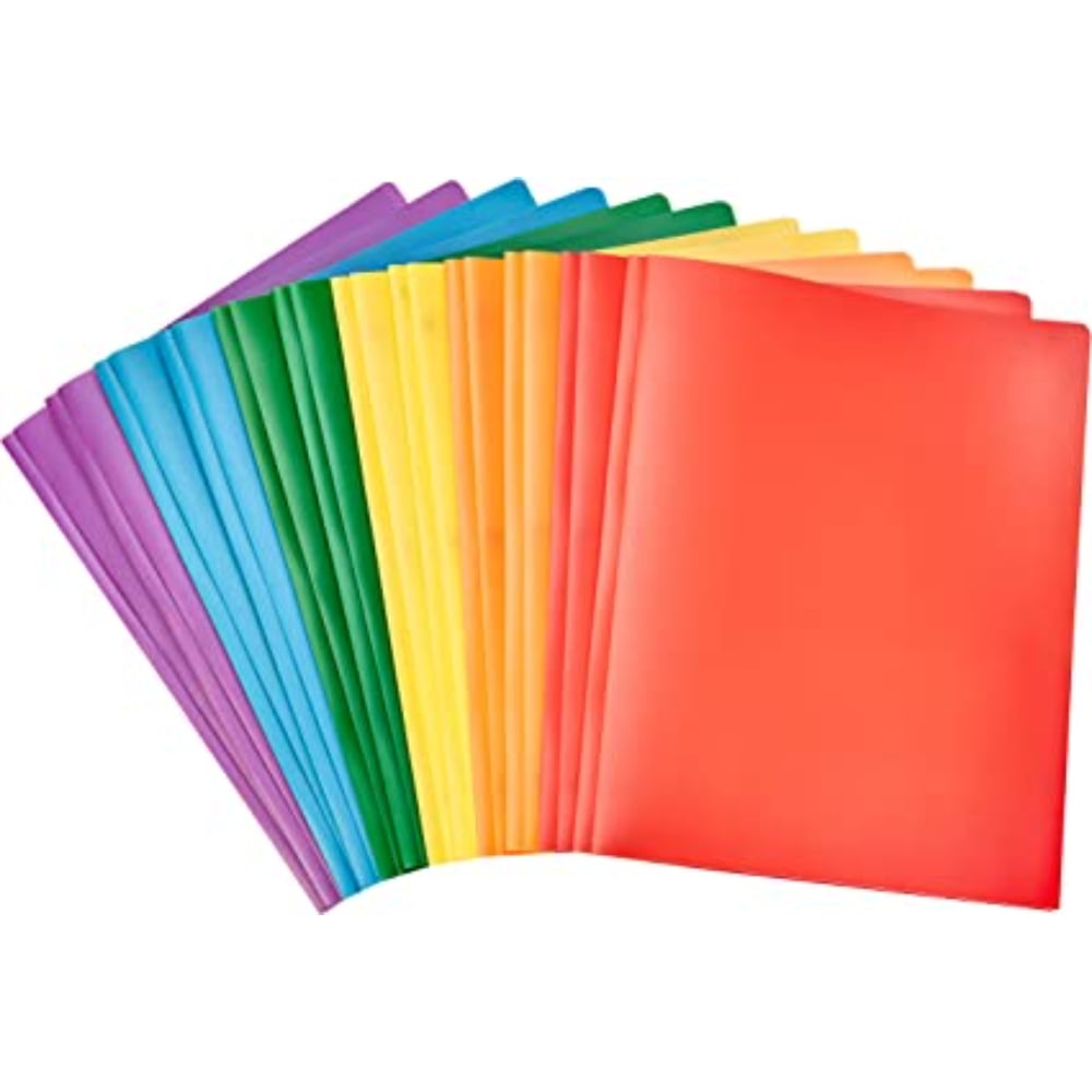 PEACNNG Heavy Duty Plastic Folders with 2 Pockets for Letter folder pp ...