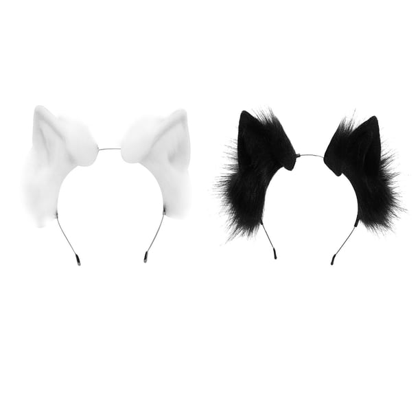2 diademas con orejas de gatito para el pelo, accesorios para disfraces de Navidad En blanco y negro