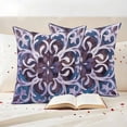 thumbnail image 3 of Blue Purple Ethnic Outdoor Waterproof Pillow Covers, Rustic Boho Flowers Impressionist Decorative Square Throw Pillowcase Sofa Cushion Sham for Patio/Couch/Chair, 24"x24" 2 Pack, 3 of 8