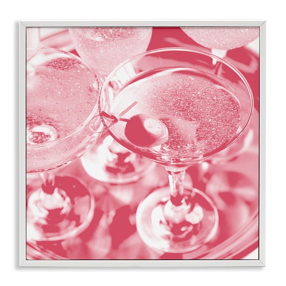 Stupell Industries Art Deco Pink Glam Cocktails White Framed Giclee Art, 17 x 17, by Lil' Rue