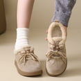 thumbnail image 2 of Women's Flat Lace Up Casual Shoes Plush Wide Toe Box Fleece Lined Warm Running Shoes Lightweight Non Slip Dress Shoes Brown Size 8, 2 of 8