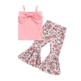 thumbnail image 1 of Seyurigaoka Girls Pants Set Sleeveless Sling Bow Decorative Tops + Floral Print Flared Trousers Cute Two Piece Set, 1 of 9