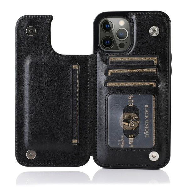 Funda Retro de cuero PU con tapa para iPhone 14 13 12 11 Pro Max Mini SE X XR XS Max 8 7 6 6S Plus, billetera con ranuras para tarjetas
