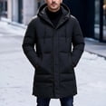 thumbnail image 4 of Ceisia Mens Mid Length Hooded Zipper Winter Puffer Coat Thick Warm Insulated Casual Outerwear For Men Black XXL Gift, 4 of 5