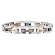 Arista Men's Fashion Bracelet in Rose Plated Solid Stainless Steel, 8.5"