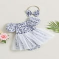 thumbnail image 3 of Combinaison-robe pour Bébé à Imprimé Floral, Encolure Bateau, Manches Courtes Bouffantes, 3 of 8