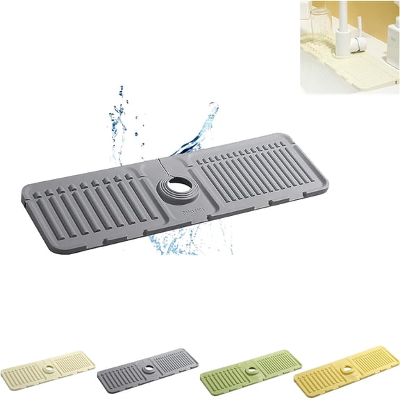Tidy Splash Faucet Guard & Draining Mat, 2024 New Tidy Splash Draining Mat, Tidy Splash Sink Ma, Tidysplash Draining Mat, Silicone Sink Splash Guard, Silicone for Sink (white, 17.5*5.7in)