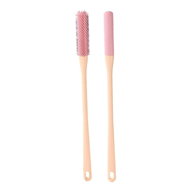 Cepillo para pies con aplicador de loción para ducha de pies, cepillo para limpieza de dedos con mango largo Conjunto rosa