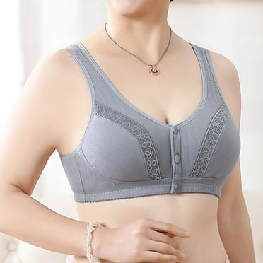 DondPO Plus Size Lingerie,Bras for Women Women Sexy Lace Front Button Shaping Cup Shoulder Strap Large Size Underwire Bra Front Closure Bras,Wireless Bra,Seamless Bras Grey 38