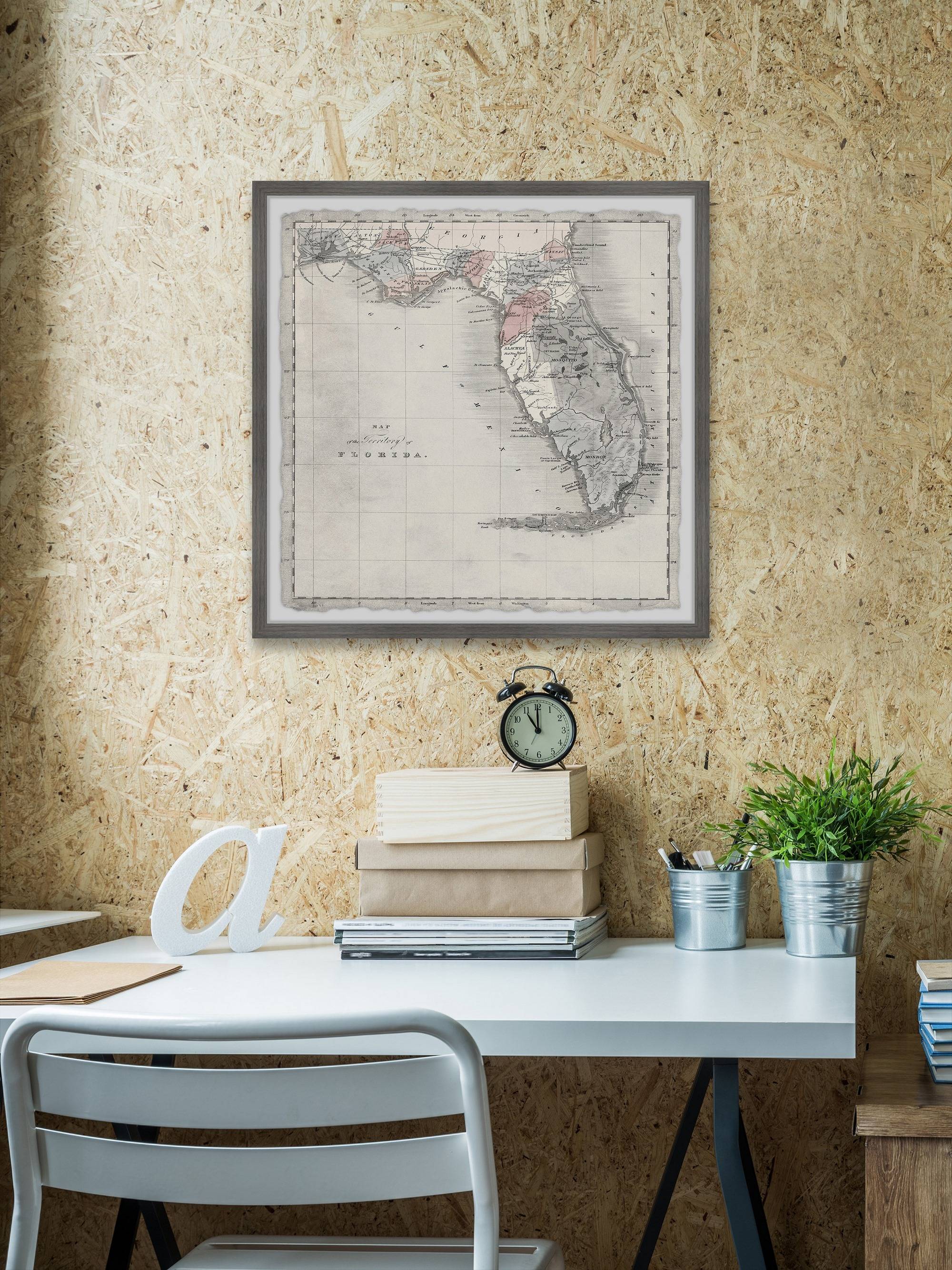 Marmont Hill Vintage Map of Florida Framed Wall Art