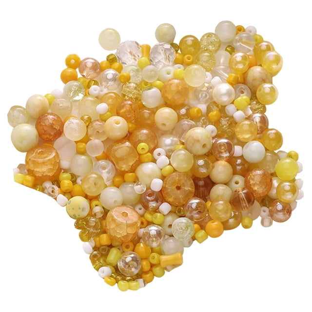Kit para hacer collares de cuentas, elegante juego de cuentas pequeñas para niña, hecho a mano, de vidrio, para mujer. Amarillo
