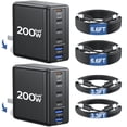 thumbnail image 1 of Cargador de pared USB-C de 200 W y 6 puertos Lcssio, paquete de 2, 1 of 7