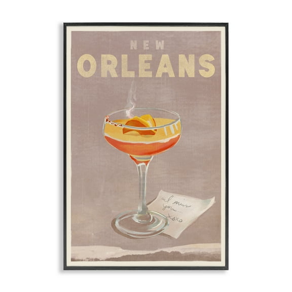 Stupell Industries New Orleans Cocktail Food & Beverage Painting Black Framed Art Print Wall Art, 12 x 18