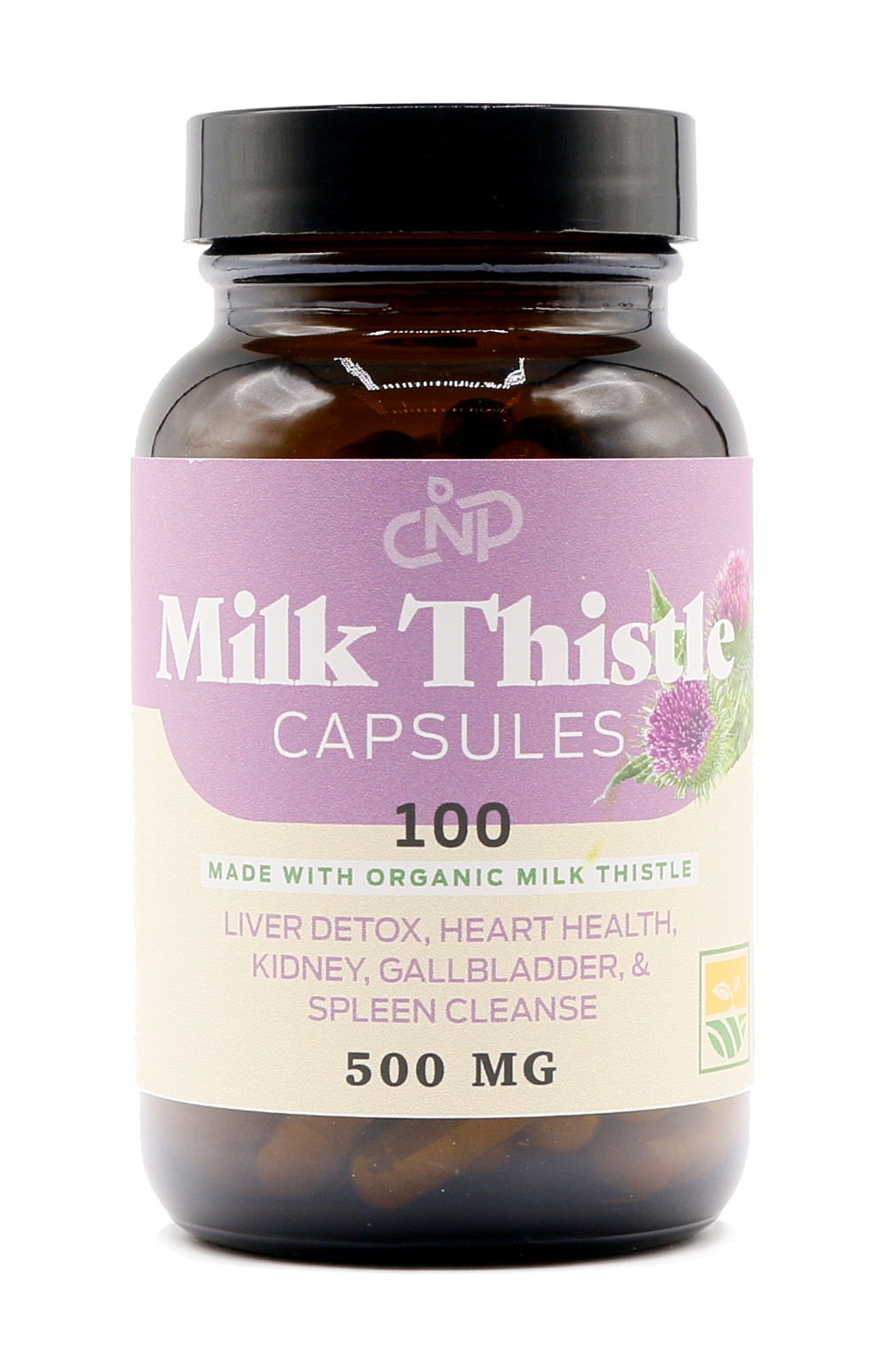 Organic Milk Thistle Capsules 500 mg Pure Seed Powder 100 Pills Liver