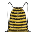 thumbnail image 1 of Xecao Striped With Bees Pattern Sports Drawstring Backpack - String Swim Gym Bag with Wet Proof Pocket for Women&Men-Medium, 1 of 6